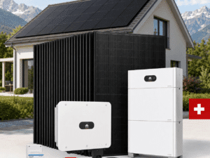 Photovoltaik – / Solaranlage 10.8kWp – Ja Solar 450-Wp-Module, 10kVA Hybridwechselrichter + 10kWh Huawei Luna Batteriespeicher.