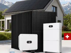 Photovoltaik – / Solaranlage 10.8kWp – Ja Solar 450-Wp-Module, 10kVA Hybridwechselrichter + 10kWh Huawei Luna Batteriespeicher.