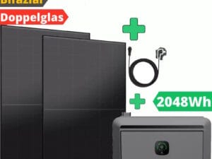 Genehmigungsfrei 2 KW Speicher und bificiale Solarmodule mit 1820 Watt