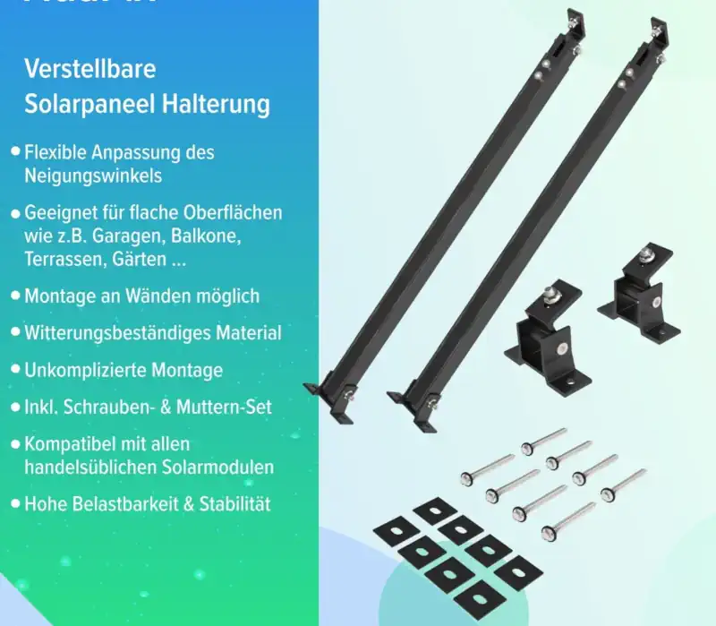 Halterung für 1 Photovoltaik Modul verstellbar Schwarz – Bild 4
