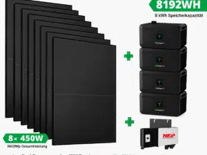 Steckerkraftwerk mit 8 KW Speicher und 8 Solarmodulen mit 3600 Watt