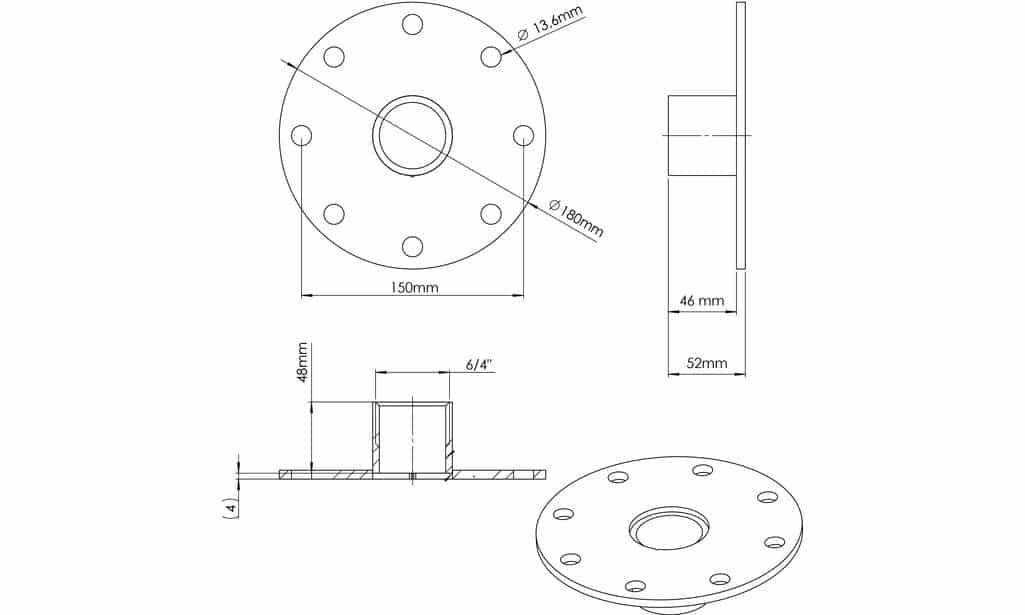 SMARTFOX Flanschplatte 180mm, Edelstahl inkl. Dichtung – Bild 2