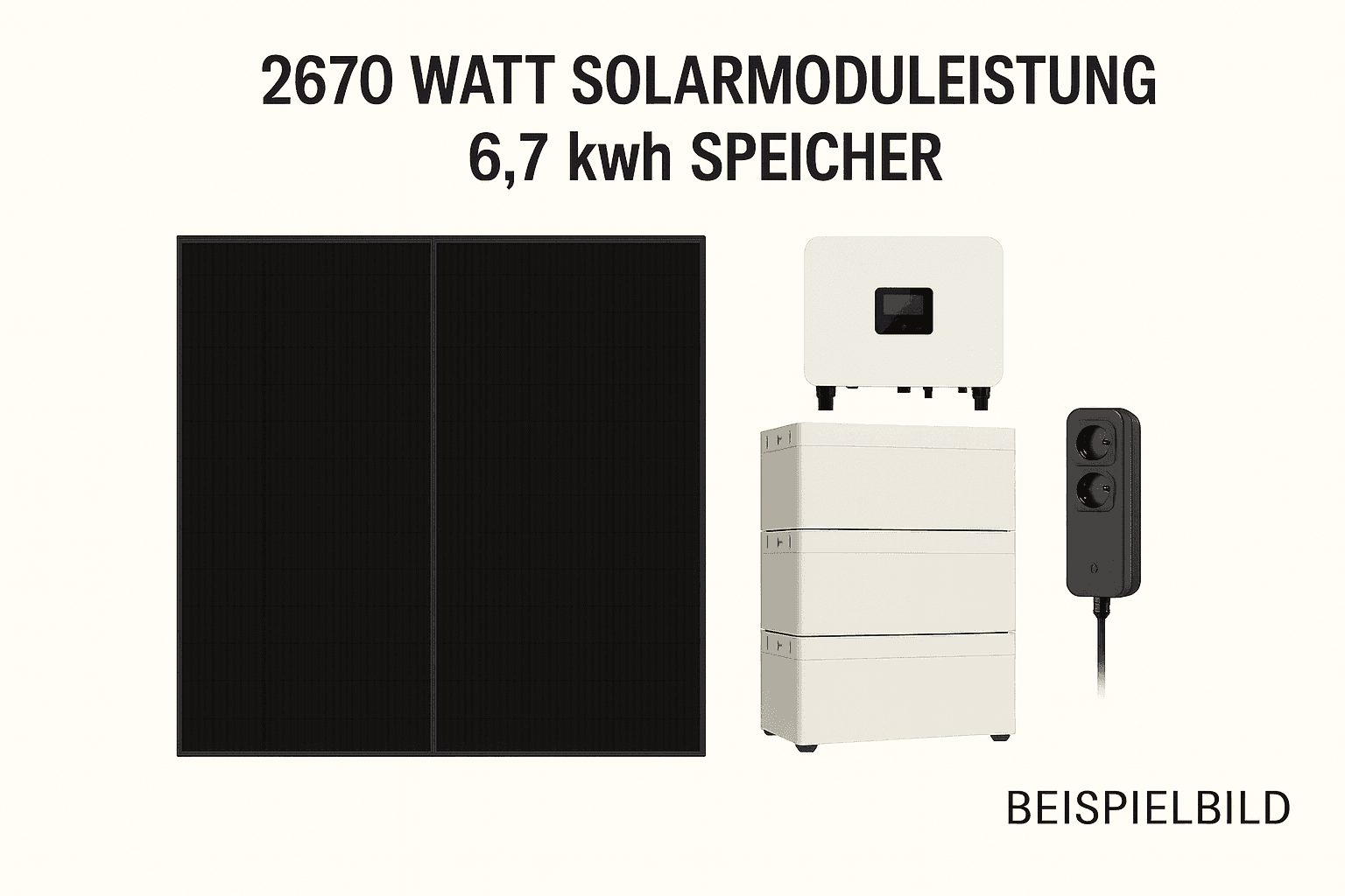 Plug&Play-Balkonkraftwerk auch als Inselanlage 7 kWh Speicher, 2700 WP Solarmodule