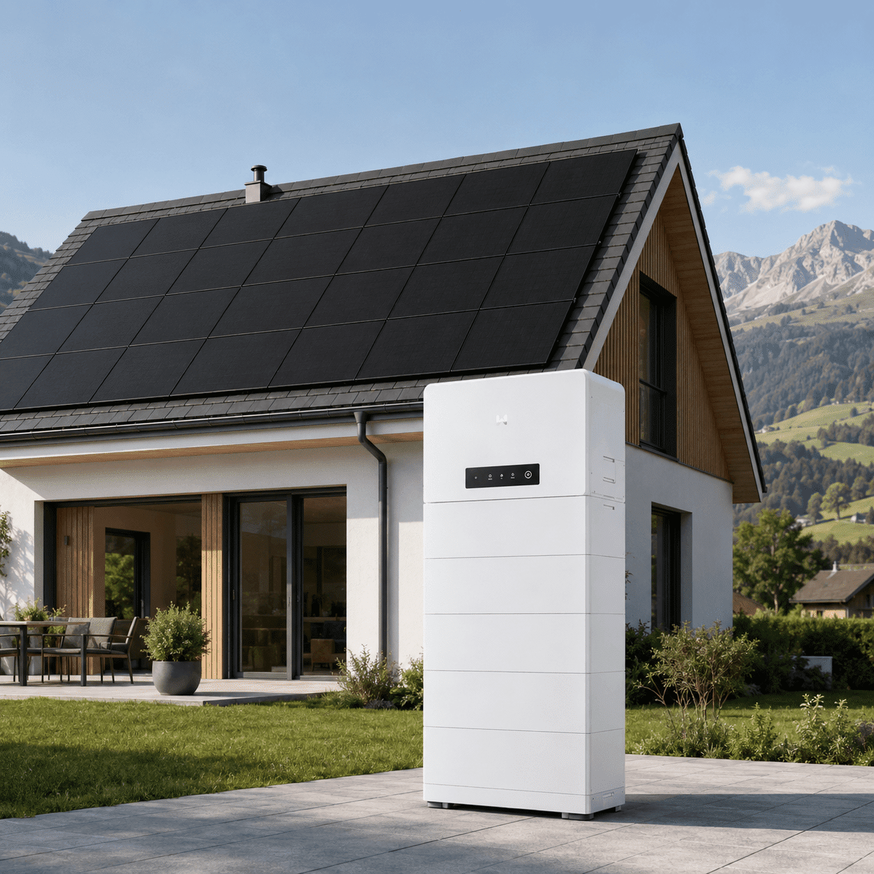 GoodWe ESA All-in-One-Komplettanlage – 12 kW Hybrid-Wechselrichter, 10 kWh Speicher und 13’650 Wp JA-Solar-Module