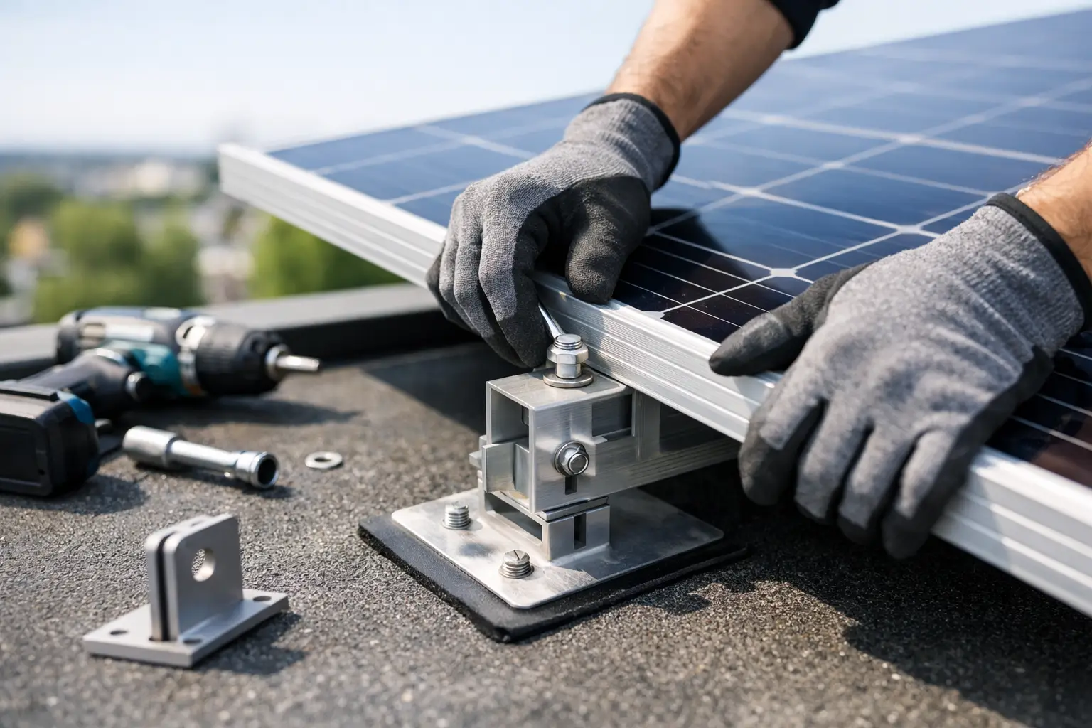 Flachdach-Solarhalterung richtig befestigen