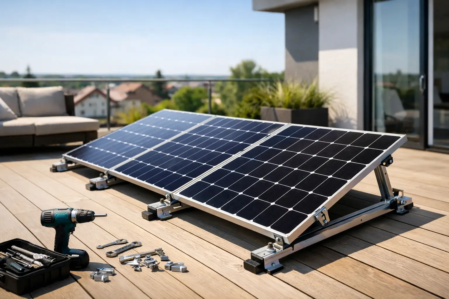 PV-Halterung auf der Terrasse richtig montieren