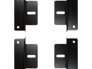 Vier schwarze Z-Winkel mit Schrauben Befestigung Solarmodule